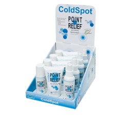 Point Relief ColdSpot Display with 4 x 3 oz Spray, 3 oz Roll-on & 4 oz Gel
