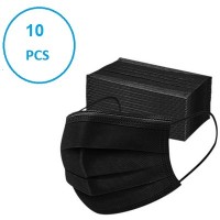 NEW Disposable BLACK Face Masks 3-Ply Ear Loop 10 PCS